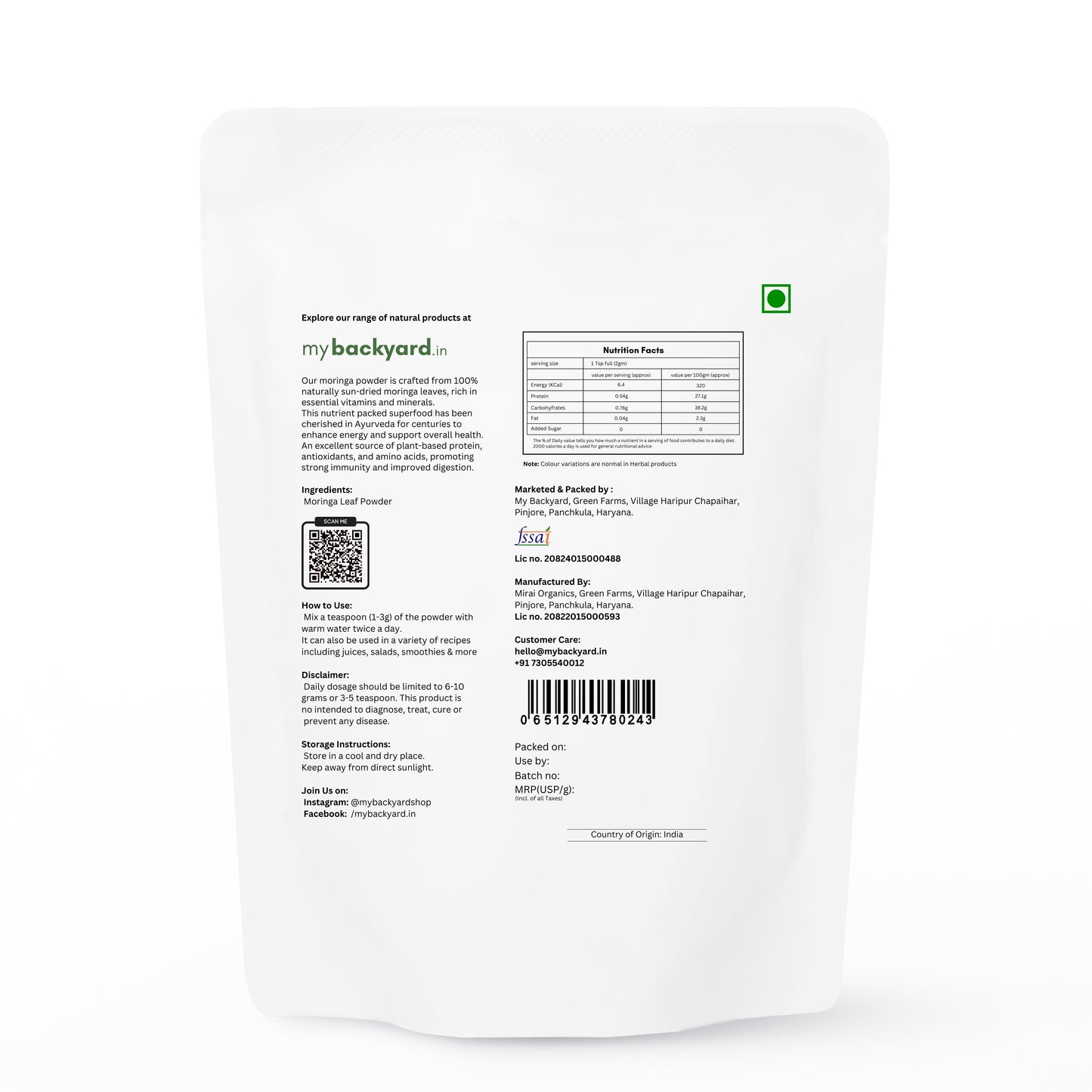 Dried Moringa Powder