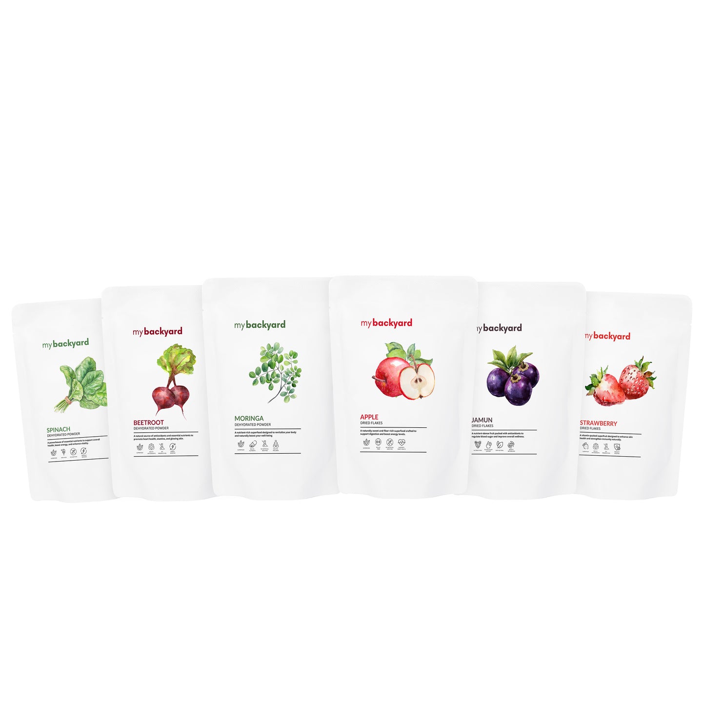 Wholesome Goodness Sampler (Six Natural Powders & Flakes — Roots, Greens & Fruits in One)