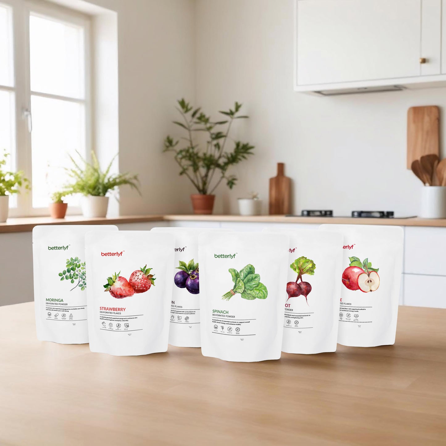 Wholesome Six Sampler (Six Natural Powders & Flakes — Roots, Greens & Fruits in One)