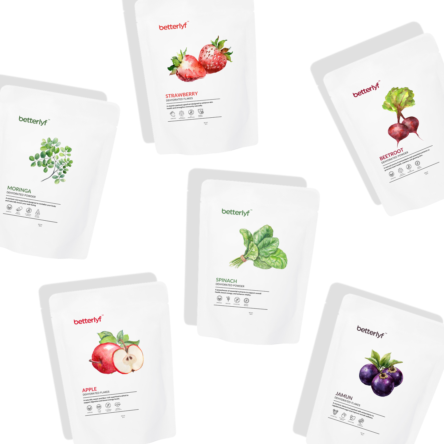 Wholesome Six Sampler (Six Natural Powders & Flakes — Roots, Greens & Fruits in One)