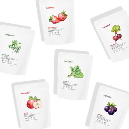 Wholesome Six Sampler (Six Natural Powders & Flakes — Roots, Greens & Fruits in One)